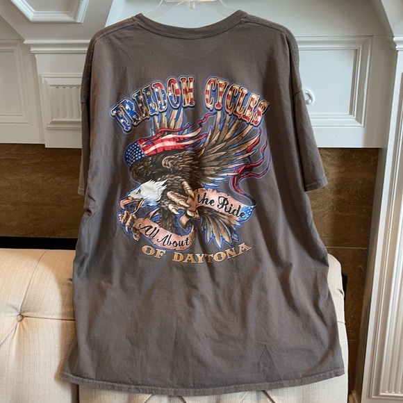 𝅺Gildan Freedom Cycles of Daytona T-Shirt Men’s 2XLGrayish Green - Picture 1 of 7